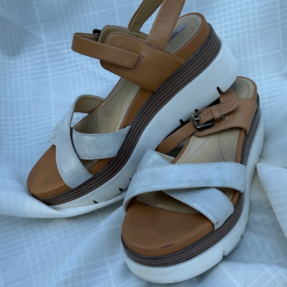 Geox Stylish Tan and White Women's Sandals sz8 - Picture 3 of 13